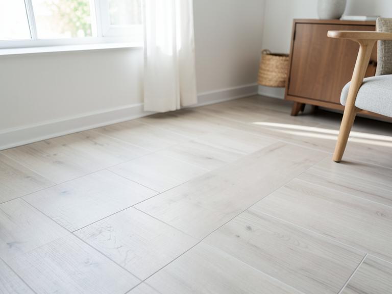 Room with light laminate flooring