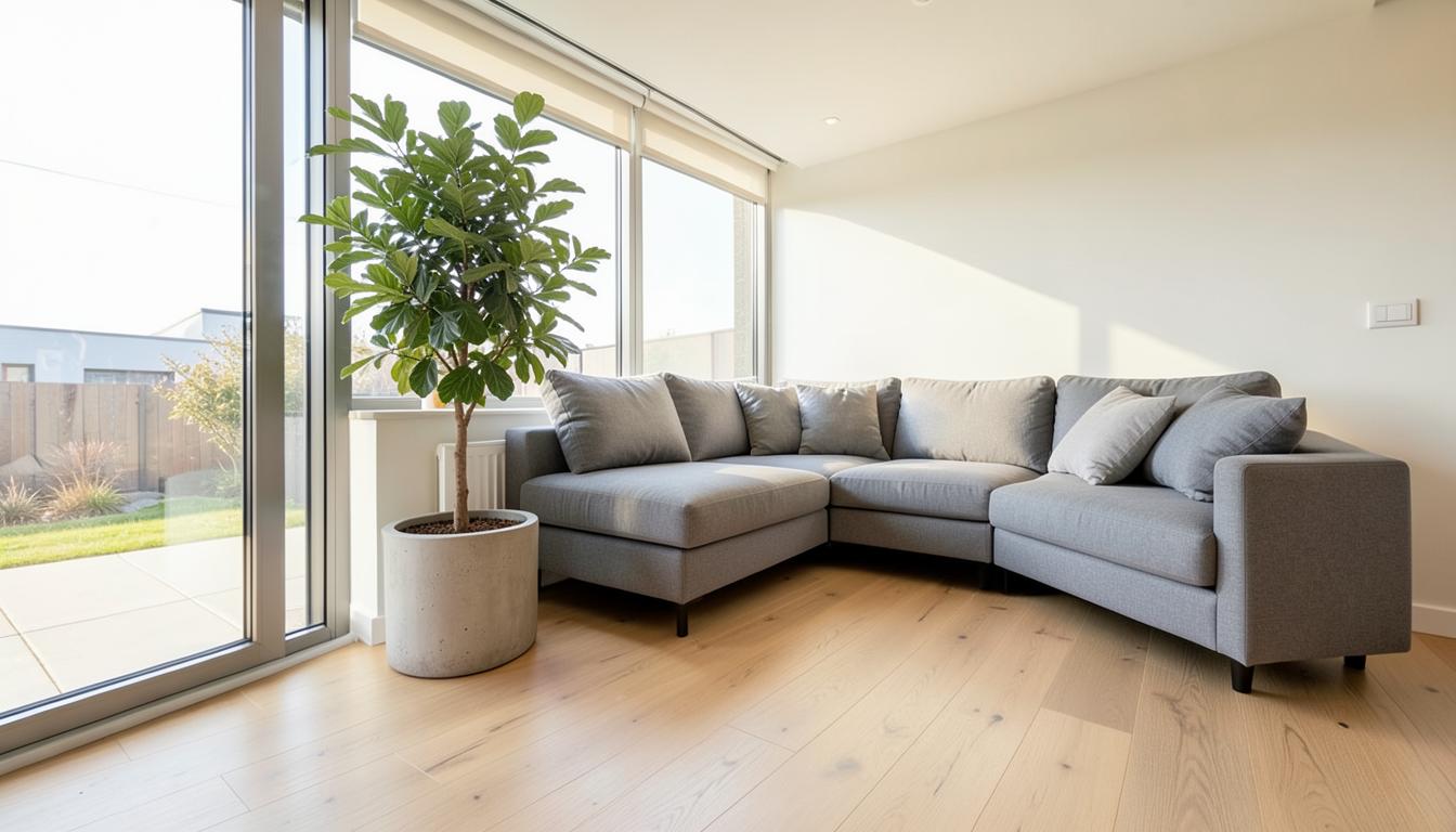 Bright living room with light hardwood flooring